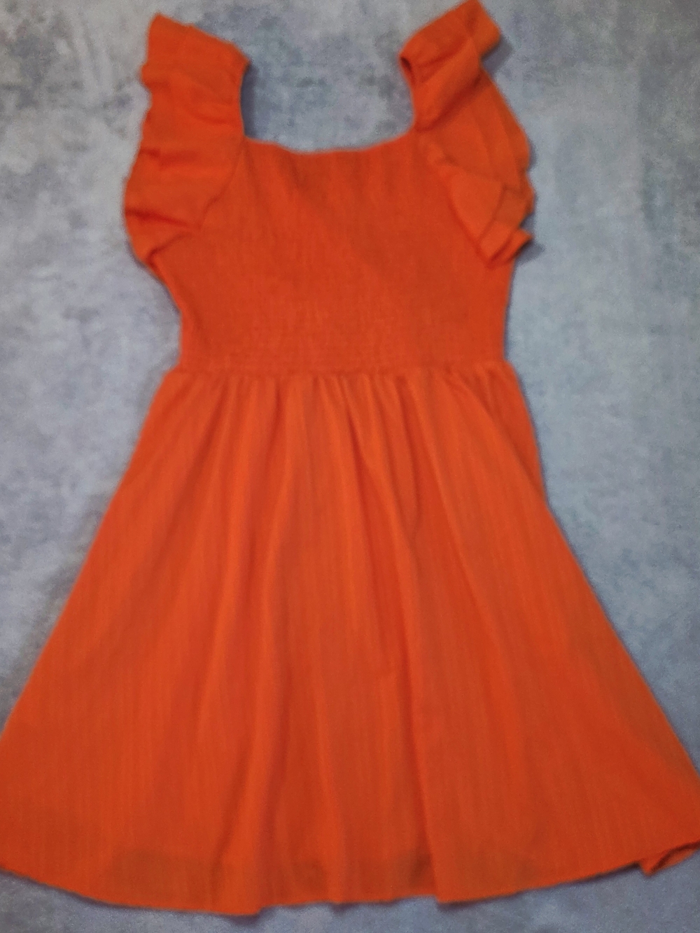 Orange Smocked Sundress Ruffle Sleeve Criss Cross Back Plus Size 3XL
